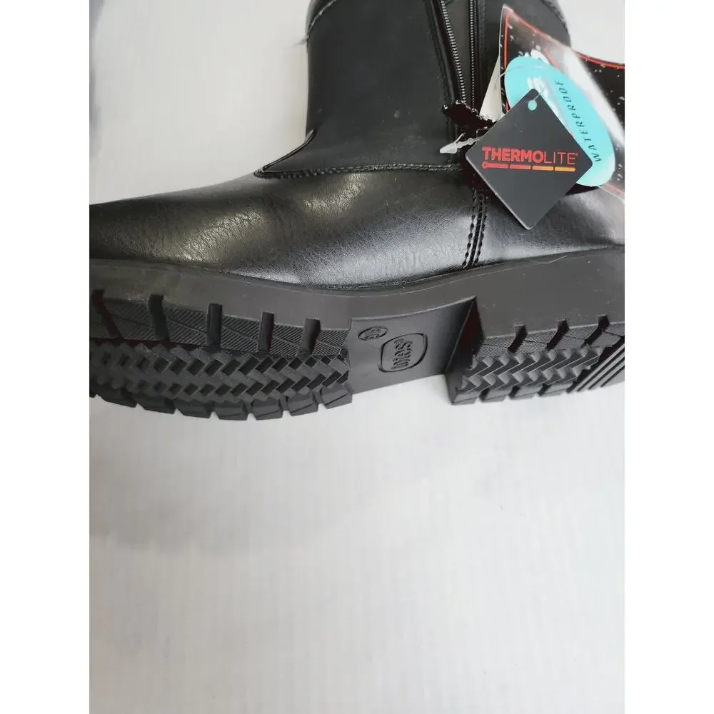 Sz 10 TOTES Stadium Waterproof Side Zip Winter Boots Men’s Black Snow Rain New